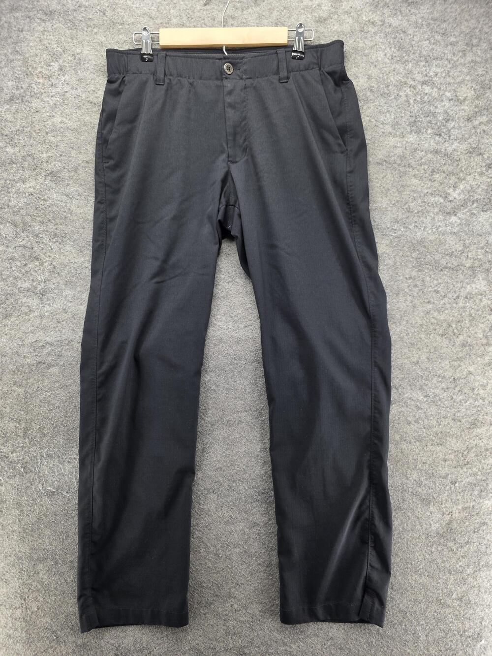 Under Armour Pants Mens 34 Black Khakis Twill Slim Tapered Elastic Waist Pockets